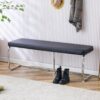 Shoe Changing Bench With Silver Metal Legs For Versatile Use - Black - Image 4