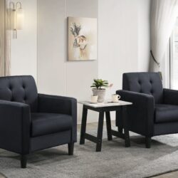Hale - Velvet Armchairs And End Table Living Room (Set of 3) - Black