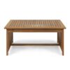 Acacia Wood Outdoor Coffee Table, Rectangular Patio Coffee Table For Outside - Brown Patina - Image 6