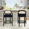 Americana - Mid-Century Modern Cane Back Counter Stool - Jet Black - Image 18