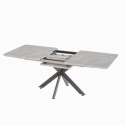 Extendable Dining Table Set With Curved Backrest Upholstered Chairs - Gray / White
