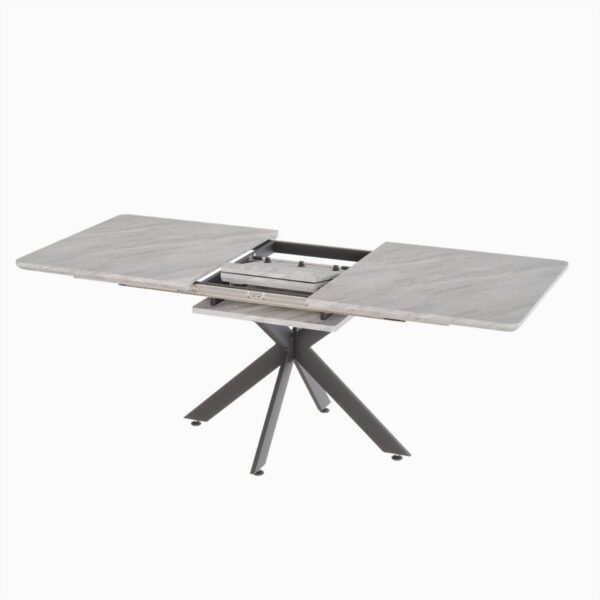 Extendable Dining Table Set With Curved Backrest Upholstered Chairs - Gray / White