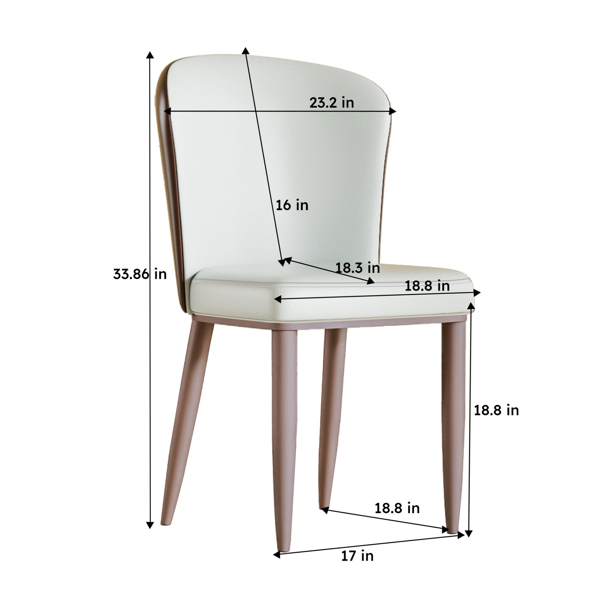 Dining Chair With Carbon Steel Legs, Comfortable Seating, (Set of 2) - White - Image 3