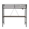 Adam - Twin Loft Bunk Bed With Cinnamon Wood Desk And Closet Rod - Black - Image 11