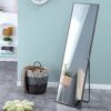 Solid Wood Frame Minimalist Mirror, Bathroom Bedroom Wall Mirror. Enhance Modern Interior Design - Gray / Transparent - Image 4