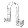 Metal Garden Arch With Two Plant Stands Wide High Climbing Plants Support Rose Arch Outdoor - Black - Image 15