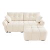Modern Fabric 2 Seater Sofa With Ottoman Minimalist Design - White - Image 6
