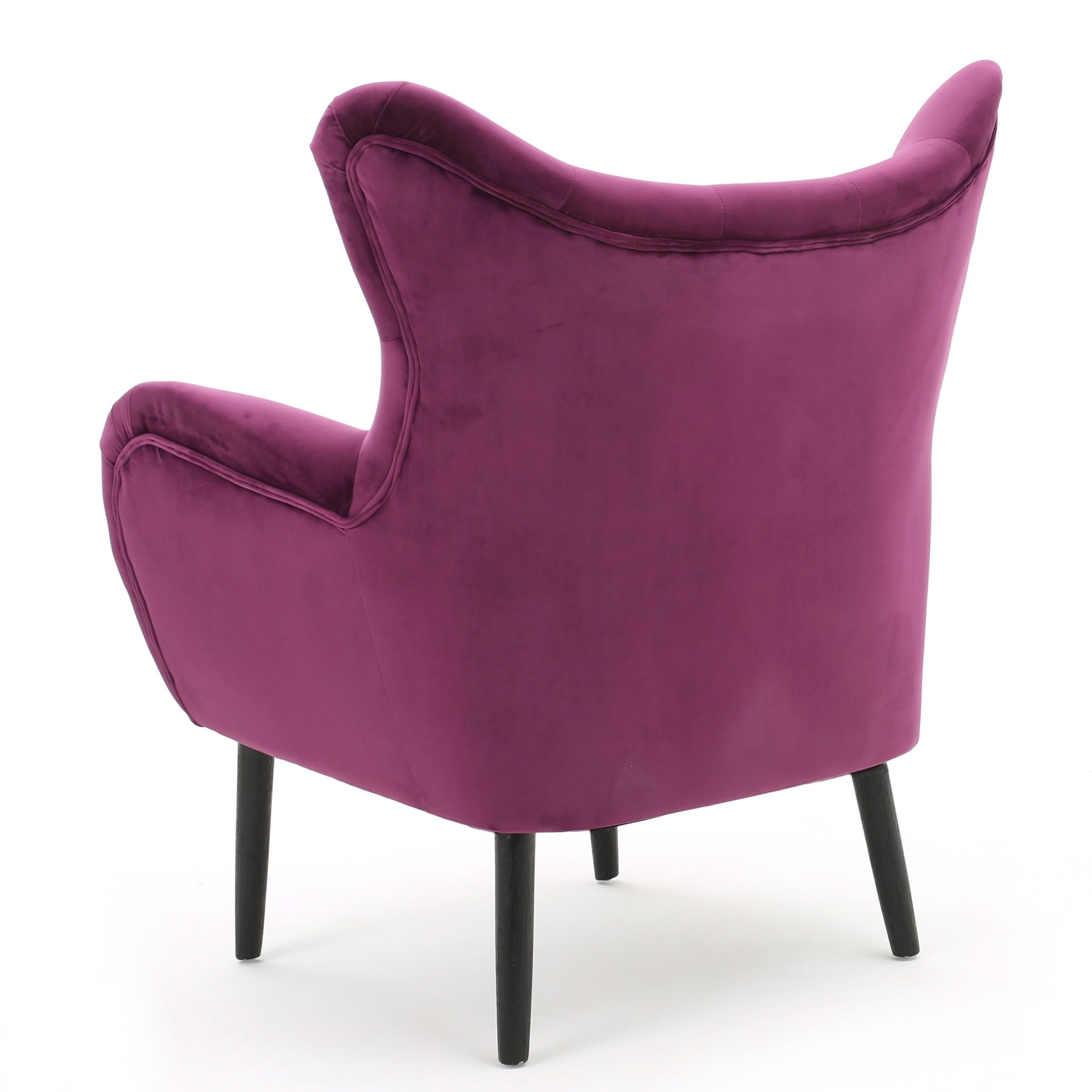 Alyssa - Velvet Arm Chair With Wingback Design - Fuchsia - Image 10