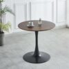 Tulip Table Mid-Century Dining Table For 2-4 People With Round MDF Table Top, Pedestal Dining Table, End Table Leisure Coffee Table - Walnut / Black - Image 5