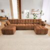 Exquisite Living 4 Seater Sofa Set With 2 Ottomans Frame, Premium Fabric - Burnt Orange - Image 14