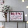 Iron / Wood North Pole Trading Company Wall Sign, For Christmas Holiday Table Wall Decor - White / Red - Image 4
