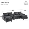 Modern U Shaped Sofa With Console, Cupholders And USB Ports, 6 Seat Upholstered Symmetrical Indoor Furniture, Sleeper Couch Set With Chaise - Gray - Image 25