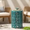 Galore - Side Table With Sunburst Cut Out Design - Teal - Image 9