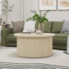 Coffee Table, Round Coffee Table, Modern Side Tables Accent End Table For Living Room, Apartment - Natural - Image 5