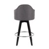 Ahoy - Contemporary Fixed Height Counter Stool Round Chrome Footrest (Set of 2) - Gray / Black - Image 5