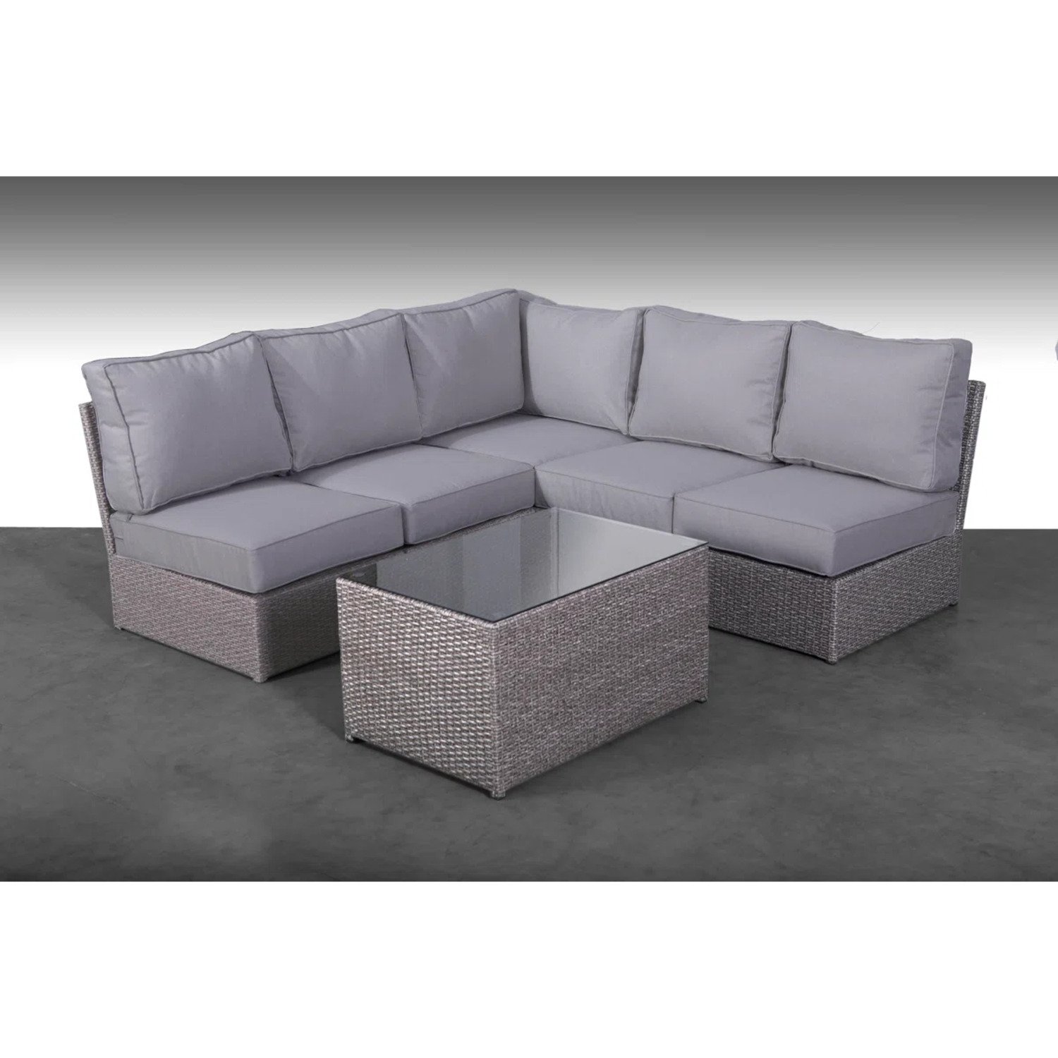 Patio 4 Person Seating Set With Cushions - Gray Mix - Image 5