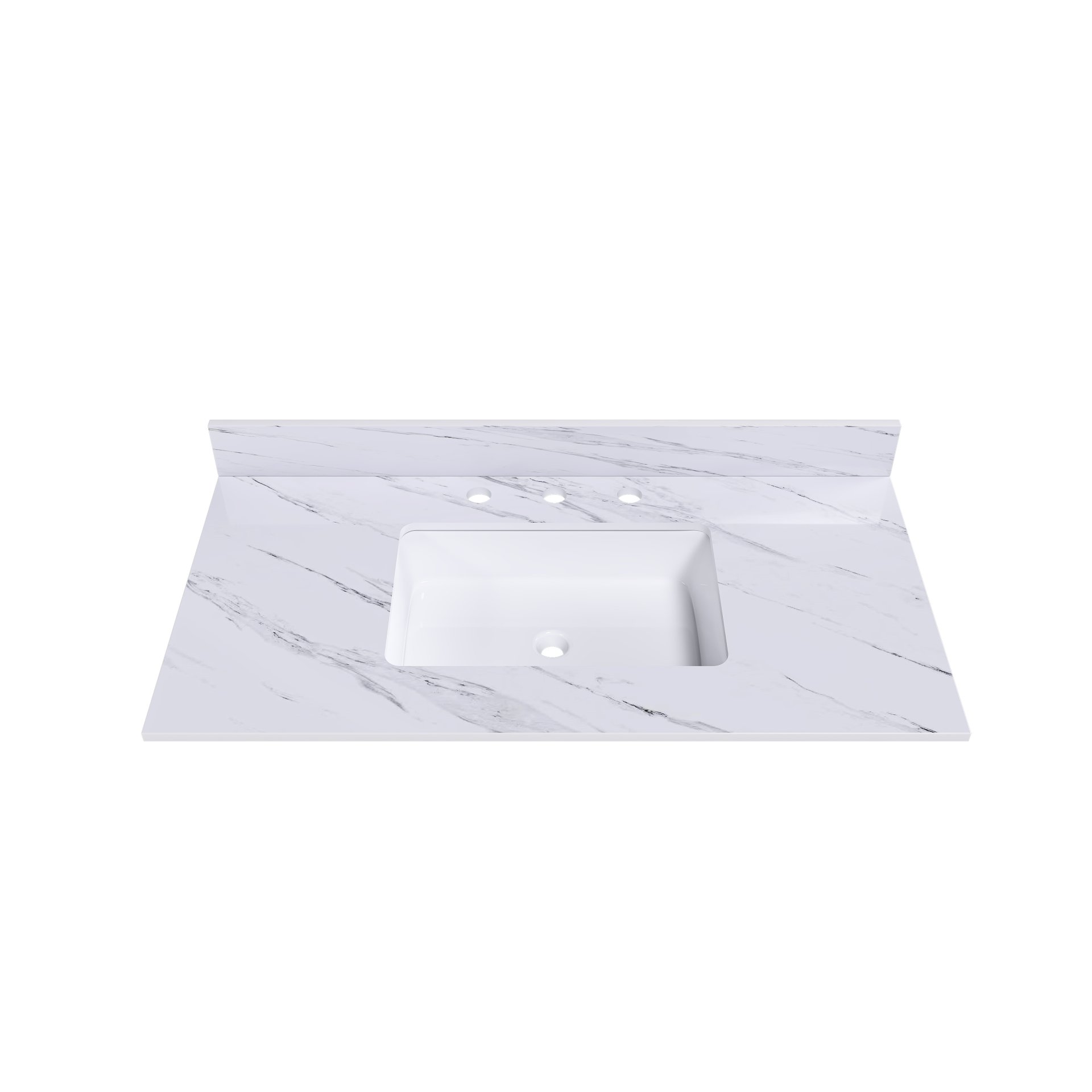 Elegant Marble Vanity Top, 43" Bathroom Vanity With Undermount Sink Sintered Stone, Bianco Carrara Venato - White - Image 5