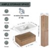 Contemporary Wall Mounted Bathroom Vanity With Resin Sink And 2 Side Cabinet - Imitative Oak - Image 8