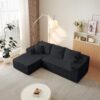 Modular Cloud Sectional Couch With L Shape Chaise, Deep Seat - Black - Image 5
