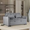 Convertible Sofa Bed, 3 In 1 Pull Out Couch Bed With Reclining Backrest, Pillows - Light Gray - Image 2