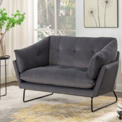Karla - Velvet Contemporary Loveseat - Dark Gray