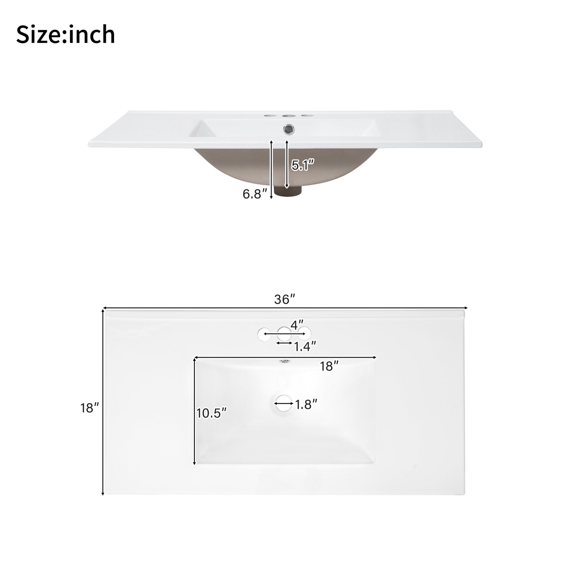 36" Bathroom Vanity With Sink, Soft Close Doors, Adjustable Shelf & 3 Drawers - White - Image 11
