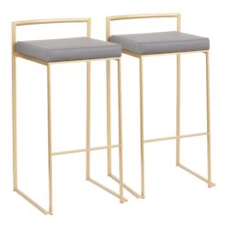 Fuji - Contemporary Barstool (Set of 2) - Gold / Gray