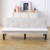 Versatile Corduroy Sofa Bed With Frame - Beige - Image 2