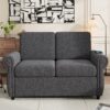 Pull Out Sofa Bed Loveseat Sleeper With Twin Size Memory Mattress With Two USB Ports For Living Room Spaces - Gray - Image 8