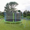 12Ft Trampoline With Slide And Swings, Astm Approved Large Recreational Trampoline With Basketball Hoop And Ladder, Outdoor Backyard Trampoline With Net, Capacity For Kids And Adults - Green / Blue - Image 17