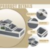 Luxury 3 Room Wooden Tortoise House Habitat With Turf Balcony & 2 Stories - Gray / White - Image 5