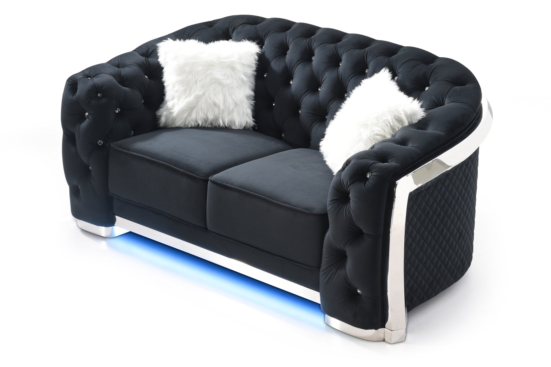 Loveseat With Flared Arms - Black - Image 8
