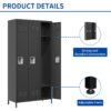 Storage Locker Cabinet With Locks For Employees, Home Gym Office School Garage - Black - Image 5