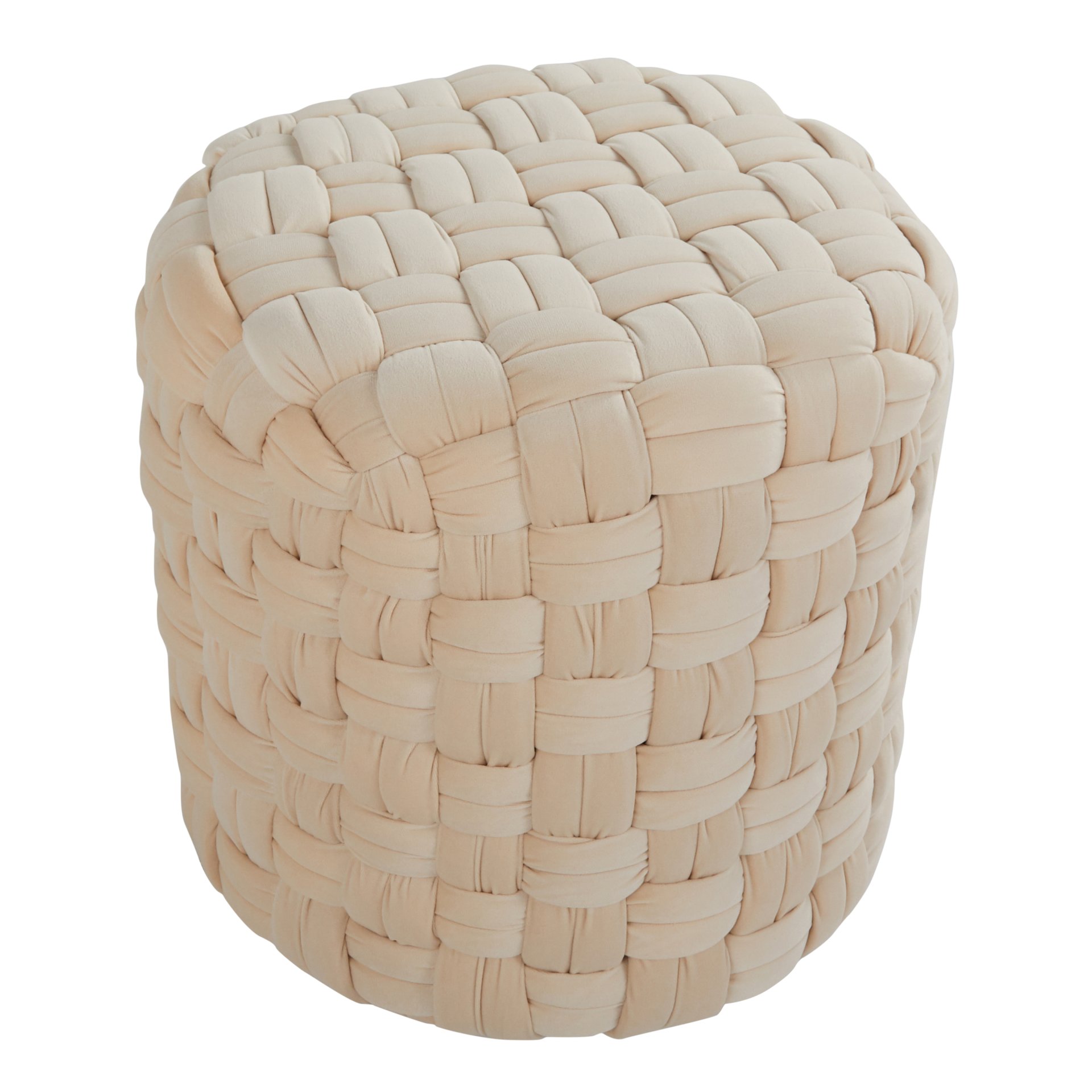 Braided - Round Ottoman - Cream - Velvet - Image 2