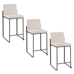 Fuji - Contemporary High Back Counter Stool (Set of 3) - Black / Beige