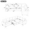 L-Shaped Sofa Convertible Sofa Bed Pull Out Sofa Sleeper With Two Back Pillows, Two USB Ports And Two Power Sockets For Living Room - Beige - Image 3