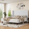 King Size, Stylish High Headboard Bed, High Quality - White - Image 2