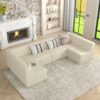 Modern Minimalist Corner Sofa Compressed Sectional With Sleeper Function - White - Image 7