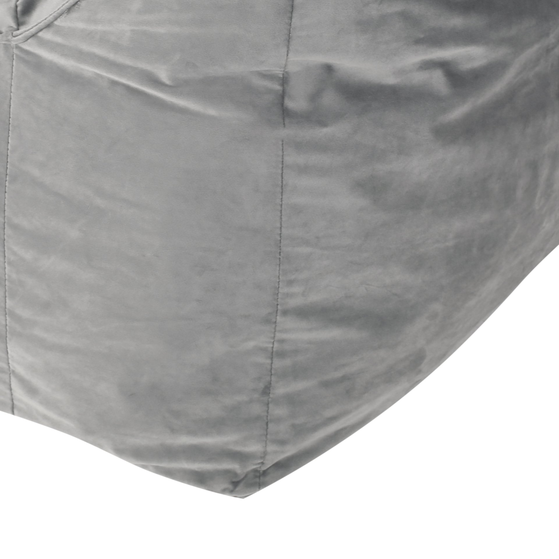 Allea - Velveteen Bean Bag Chair With Armrests - Soft Gray - Image 5