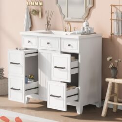 Bathroom Vanity Cabinet With Sink Top Combo Set, Single Sink, Shaker Cabinet With Soft Closing Door And Drawer - White