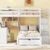 Full Over Twin Bunk Bed With Desk, Drawers And Shelves - White - Image 19