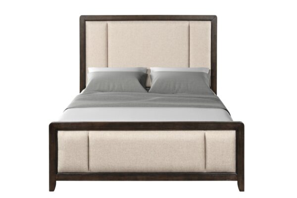 Queen Upholstered Headboard & Footboard With Traditional Styling - Beige