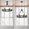 6 Light (No Bulbs) Wagon Wheel Chandelier Farmhouse Modern Small Round Chandelier For Living Room Kitchen Island Foyer Hallway Entryway Bedroom Dining Room Light Fixture Ceiling Hanging - Matte Black - Image 8