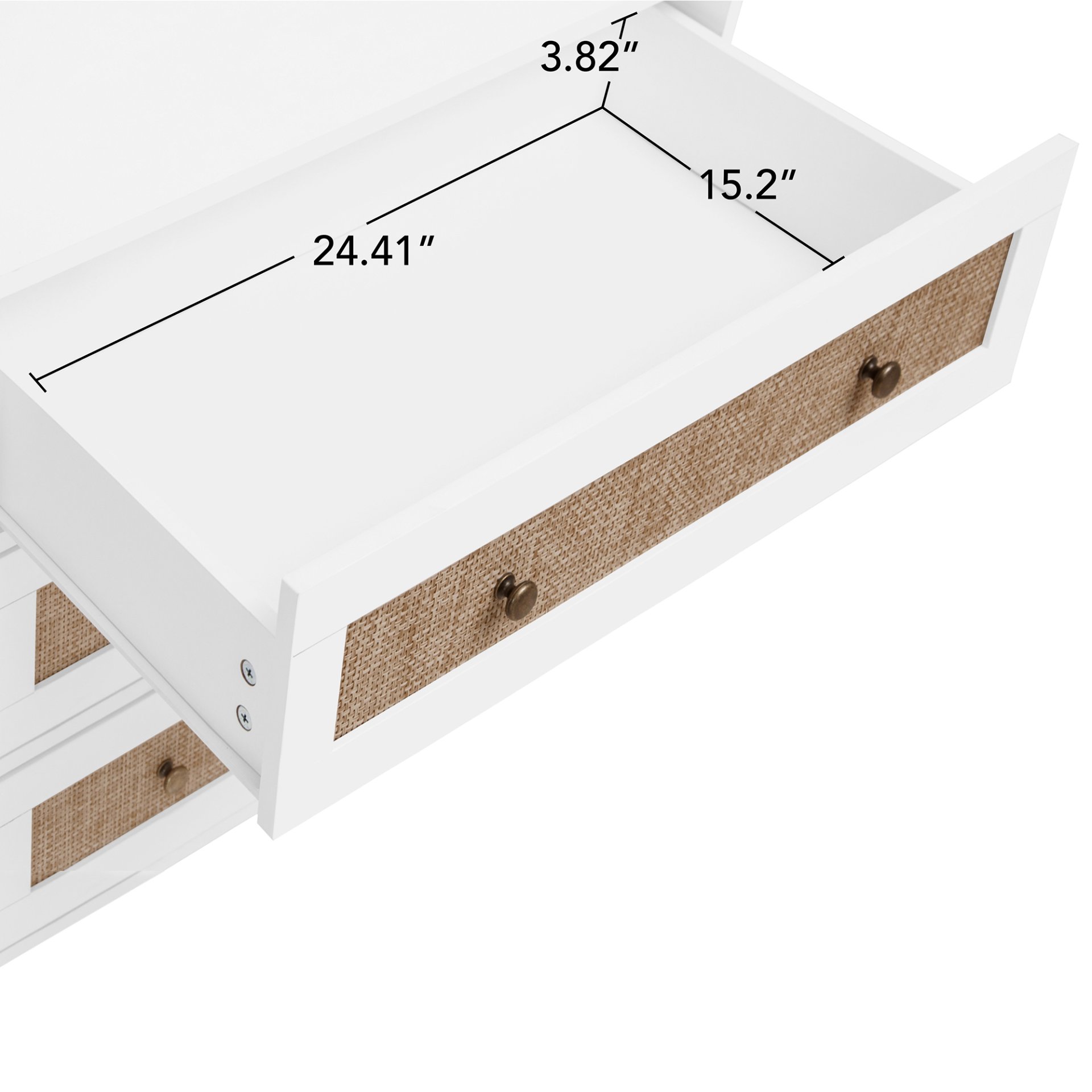 Wardrobe With 3 Drawers High Wardrobe Armoire With Rattan For Living Room Organizer - White - Image 7