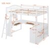 Full Loft Bed With U Shaped Desk, Storage Compartments And Tri Fold Mirror - White - Image 18