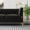Fx-P83-Bk2 (Sofa) Luxurious Velvet Sofa With Gold Legs, Modern Chesterfield Design, Tufted Upholstery, 3-Seat Couch For Living Room And Office - Black - Image 11
