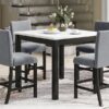 5-Piece Counter Height Dining Table Set With One Faux Marble Top Dining Table And Four Velvet Upholstered Chairs - Gray - Image 11