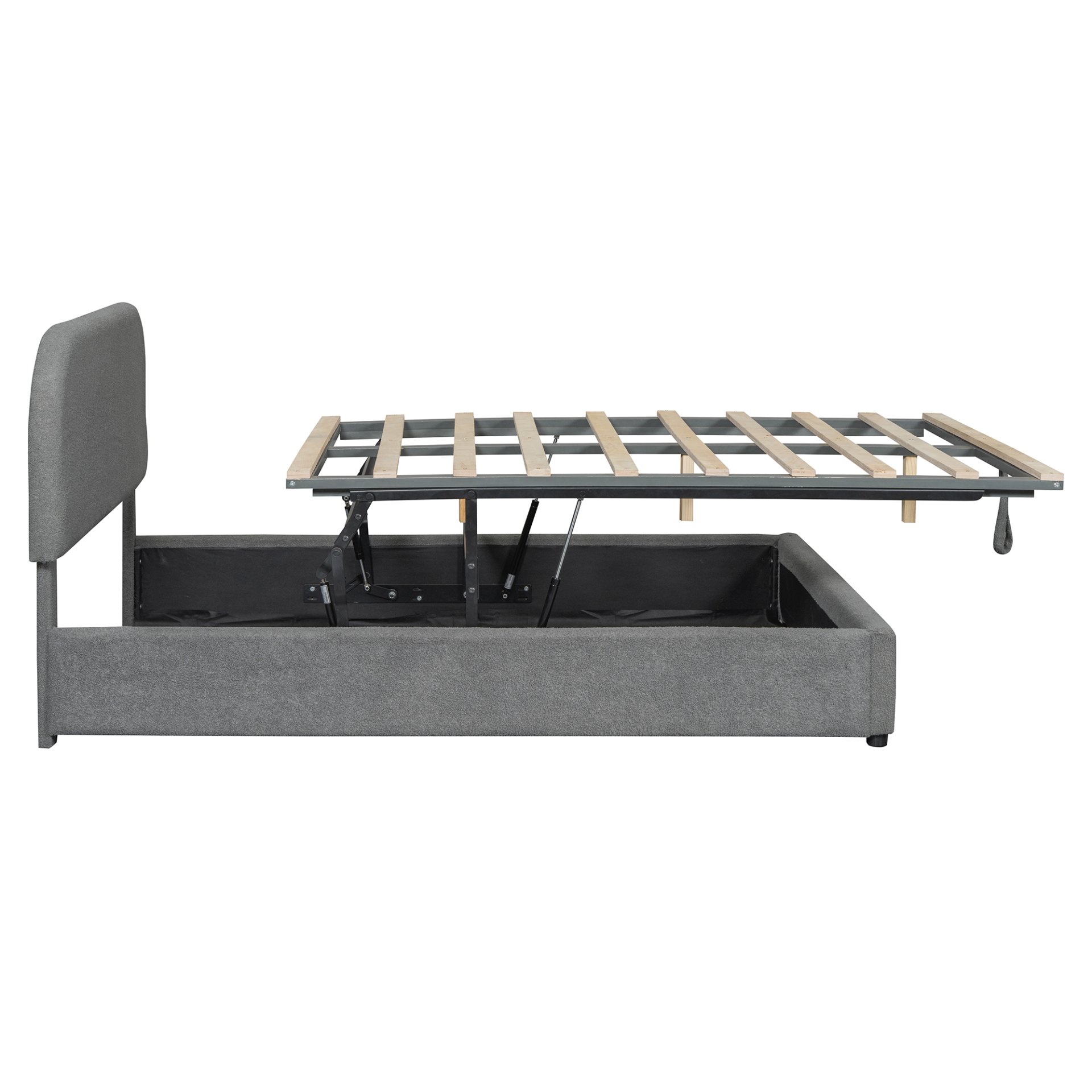 Full Size Upholstered Platform Bed With Hydraulic Storage System - Gray - Image 13