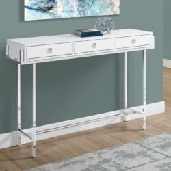 Accent Console Table For Entryway, Storage Drawer, Glossy Contemporary & Modern - White