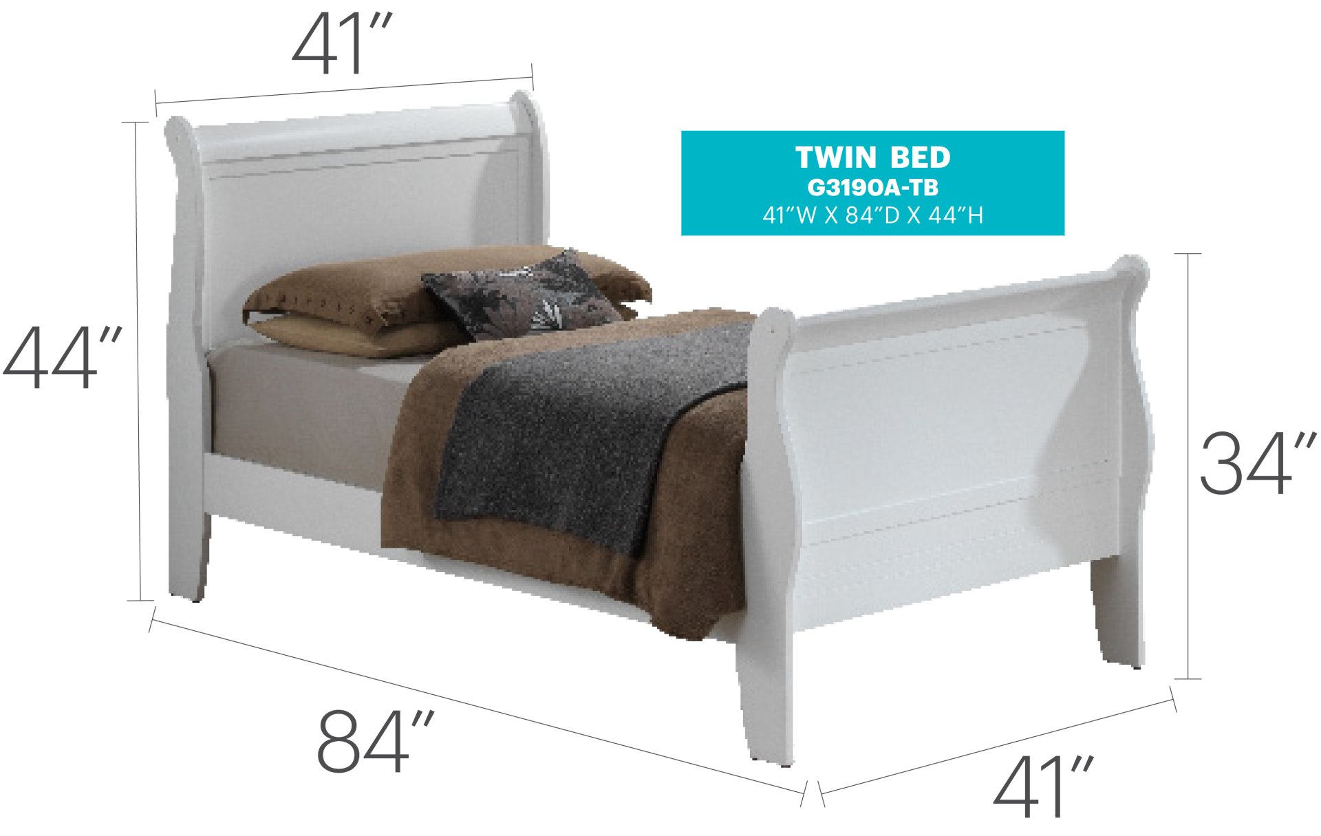 Twin Bed Traditional Charming - White - Image 3
